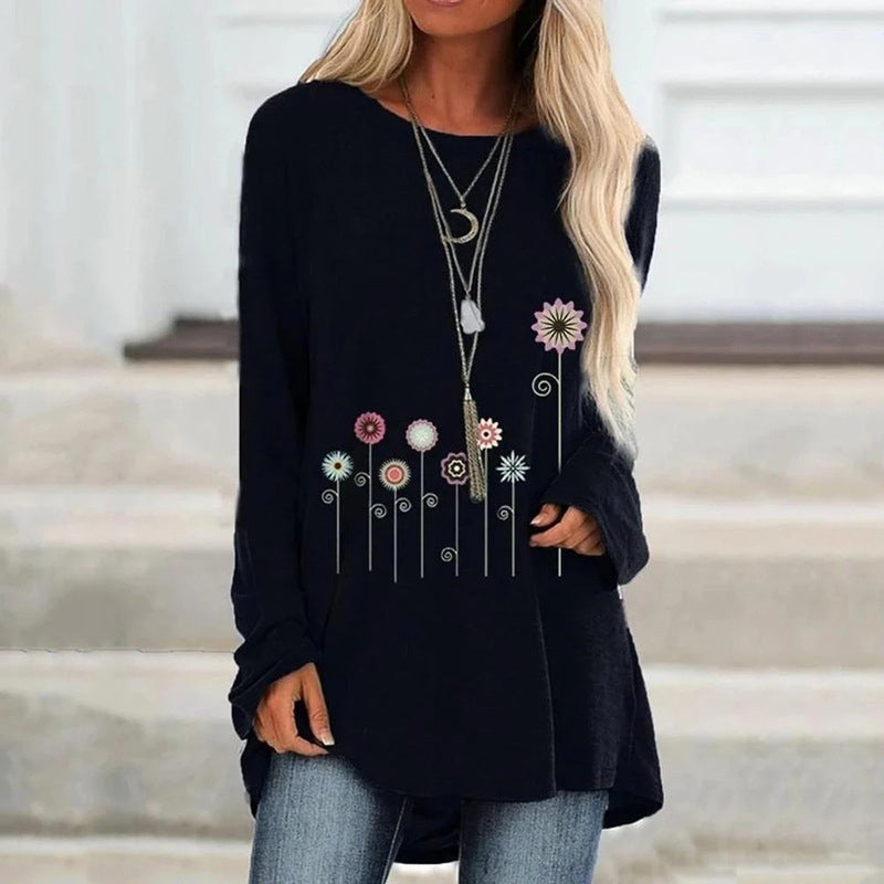 Floral Print Long-sleeve T-shirt