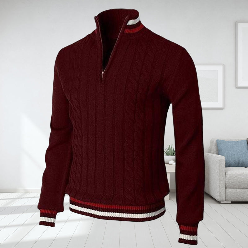 Color Block Turtleneck With Zip Closure