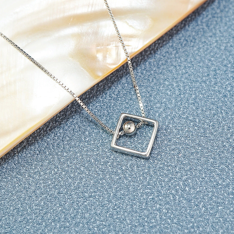 Love Ball Square Geometric Clavicle Necklace