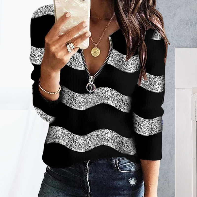 Geometric Abstract Print Zipped Sweatshirt