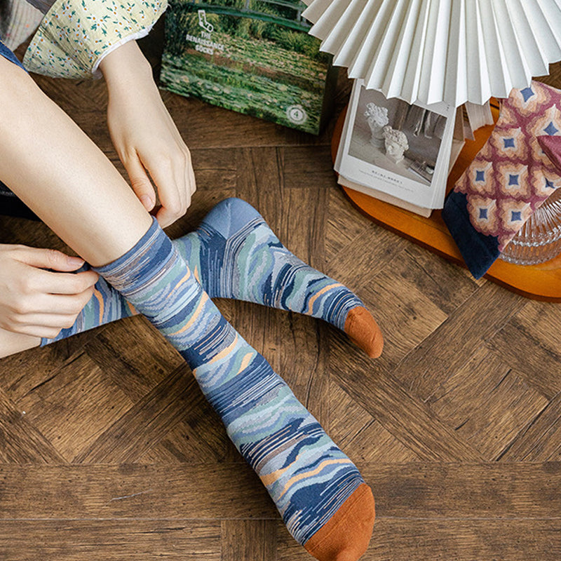 Oil Painting Style Abstract Style Socks