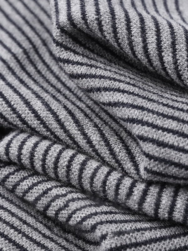 Men's Lapel Cotton Striped Long Sleeve POLO Shirt