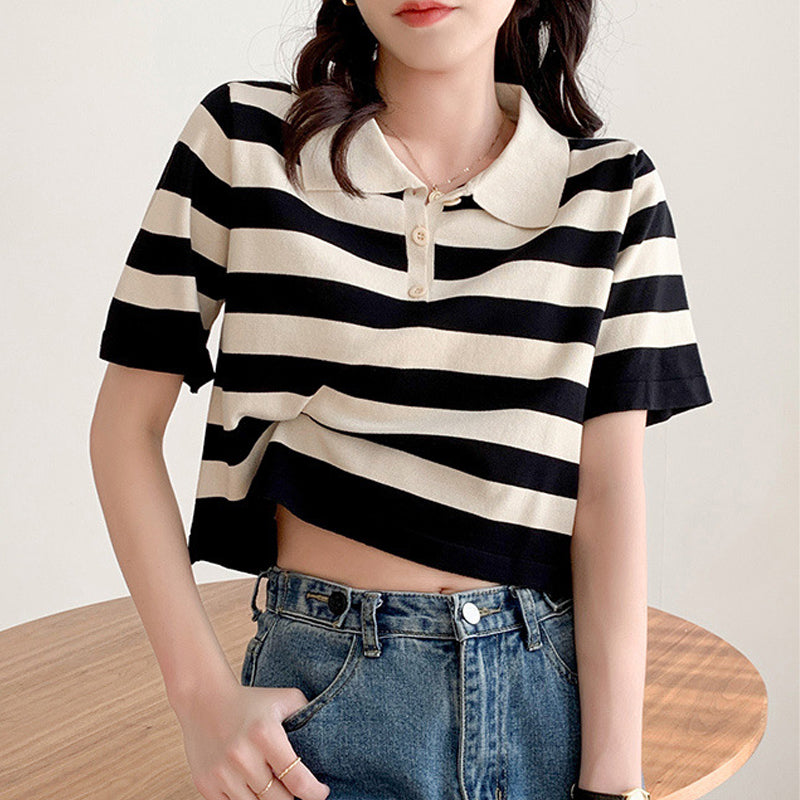 Front Shoulder Polo Neck T-shirt