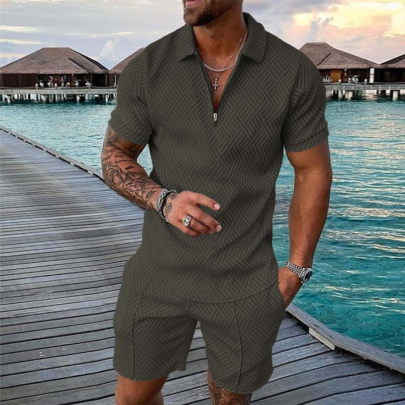 Men's Casual Printed Polo Suit