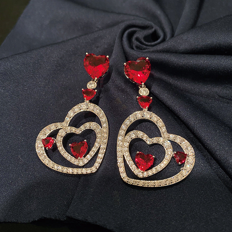 Double Heart Stud Earrings