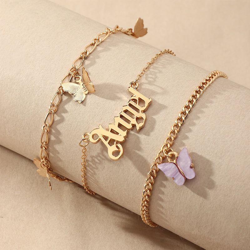 Angel Butterfly Anklet 3 Piece Set