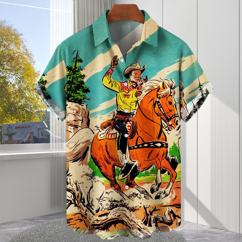 Men's Retro Print Shirt