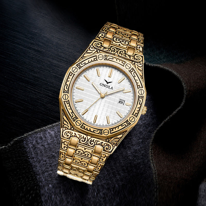 Vintage Engraved Men's Watch