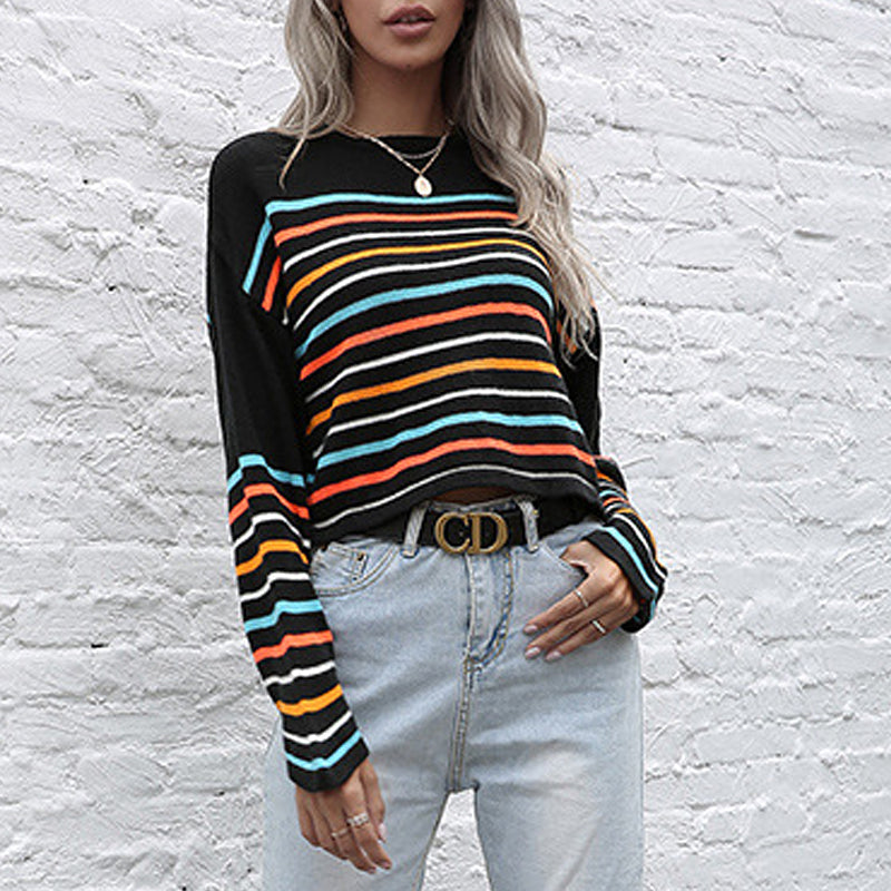 Multicolored Striped Knit Sweater