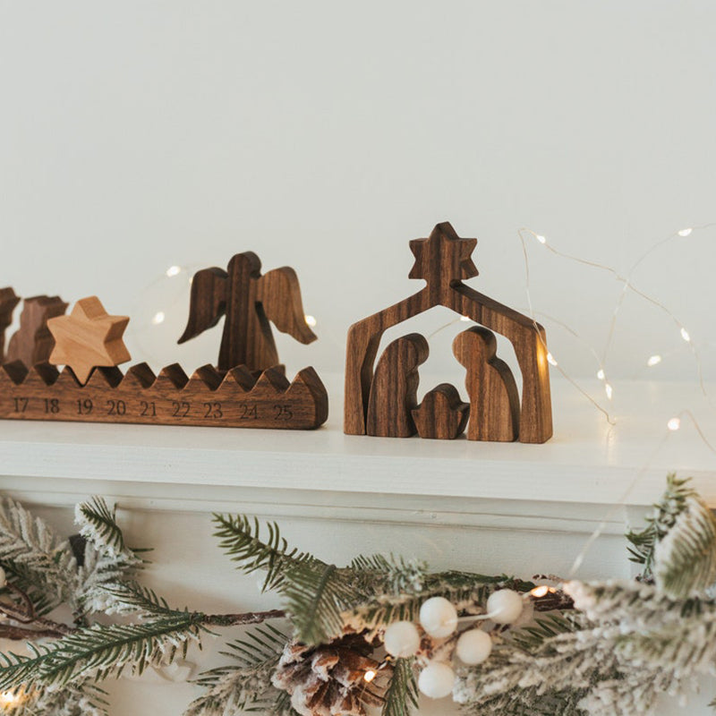 Wooden Christmas Day Calendar Jesus Ornaments