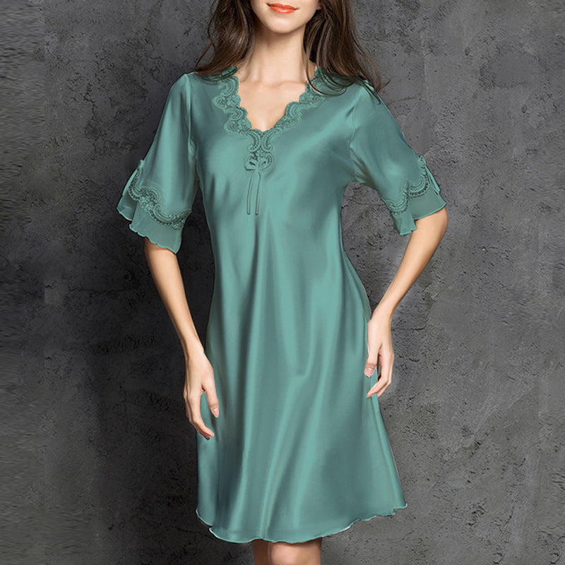 Faux Silk Pajama Dress