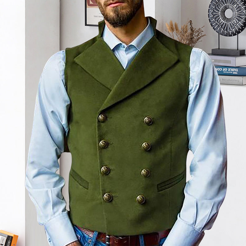 Solid Double Breasted Vest