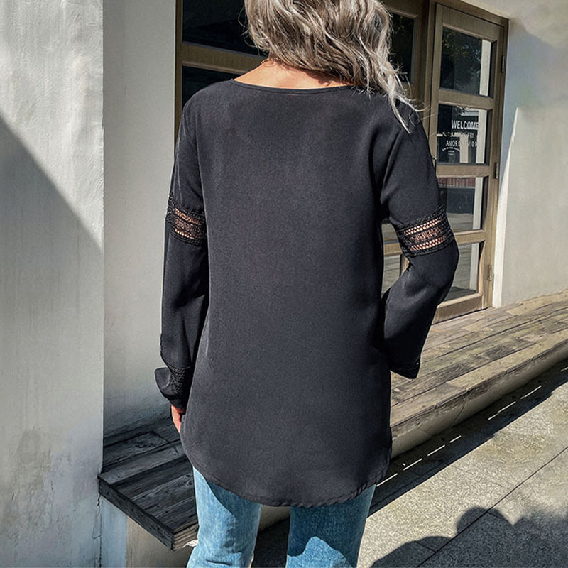 Lace-paneled Cut-out Shirt