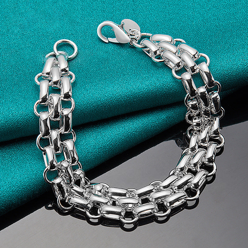 Double Chain Checkered Button Bracelet