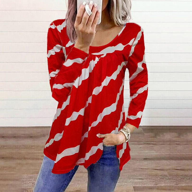 Striped Print Loose Long Sleeve T-Shirt