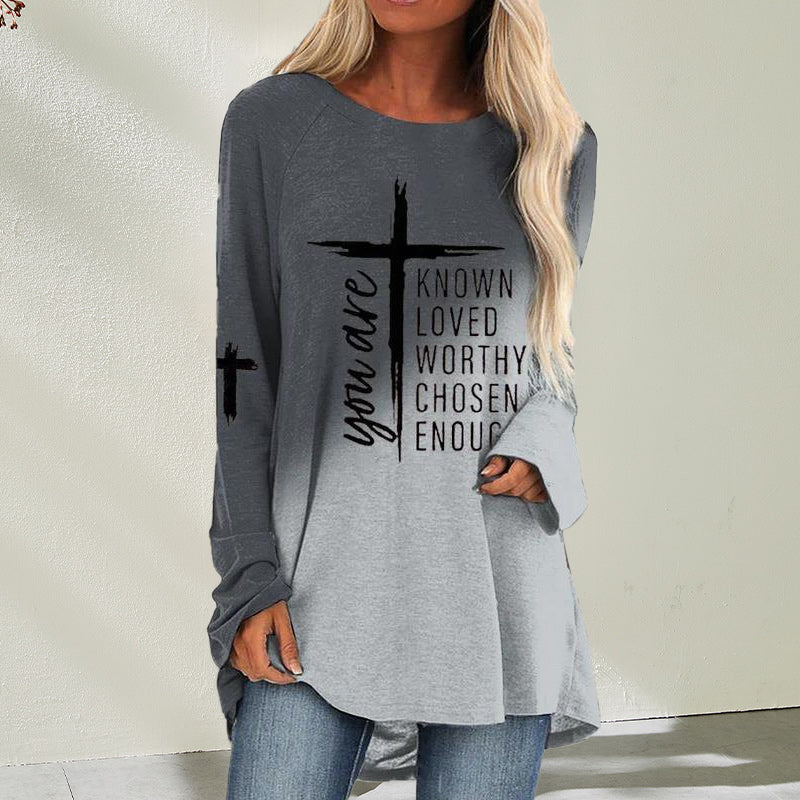 Cross Letter Print T-shirt