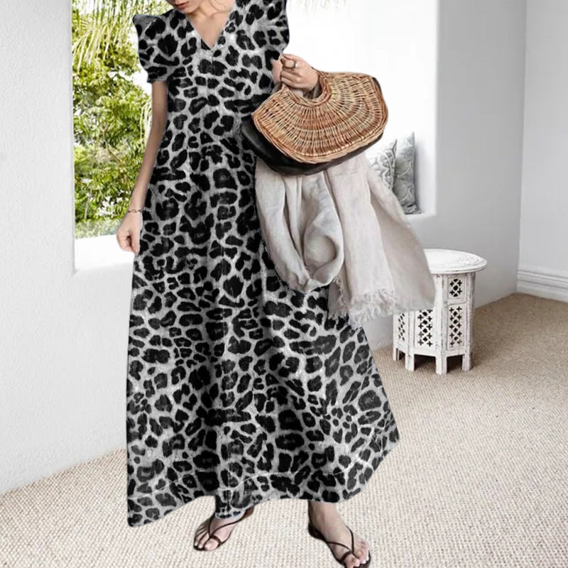 Leopard Print Commuter Long Dress