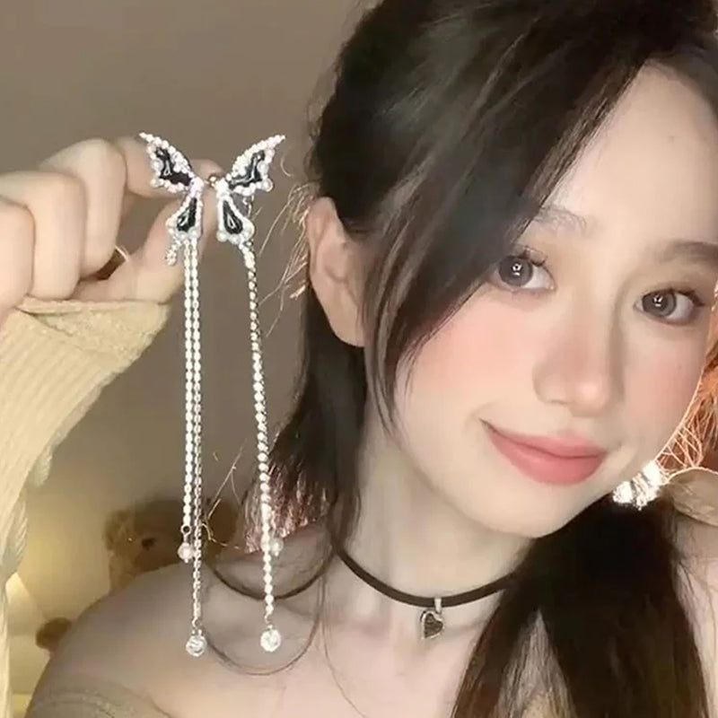 Elf Butterfly Diamond Tassel Earrings