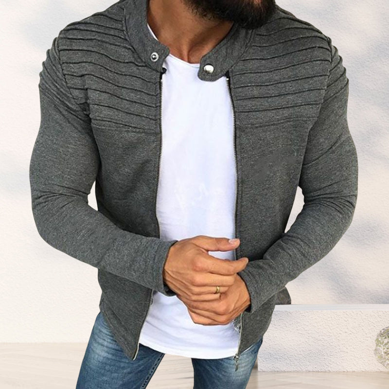 Stylish Single-colored Pleated Jacket