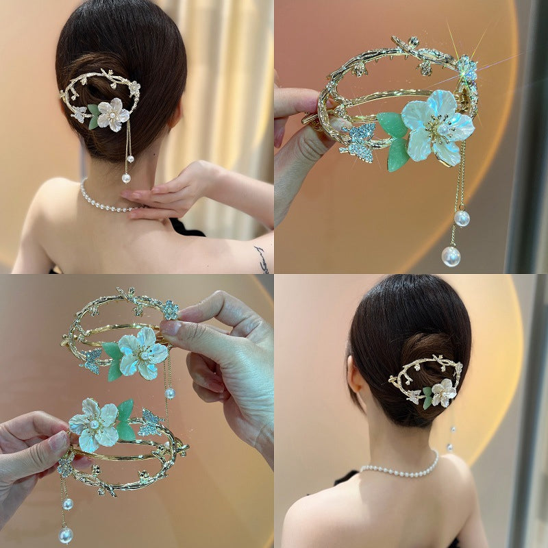 Floral Fringed Butterfly Hairpin