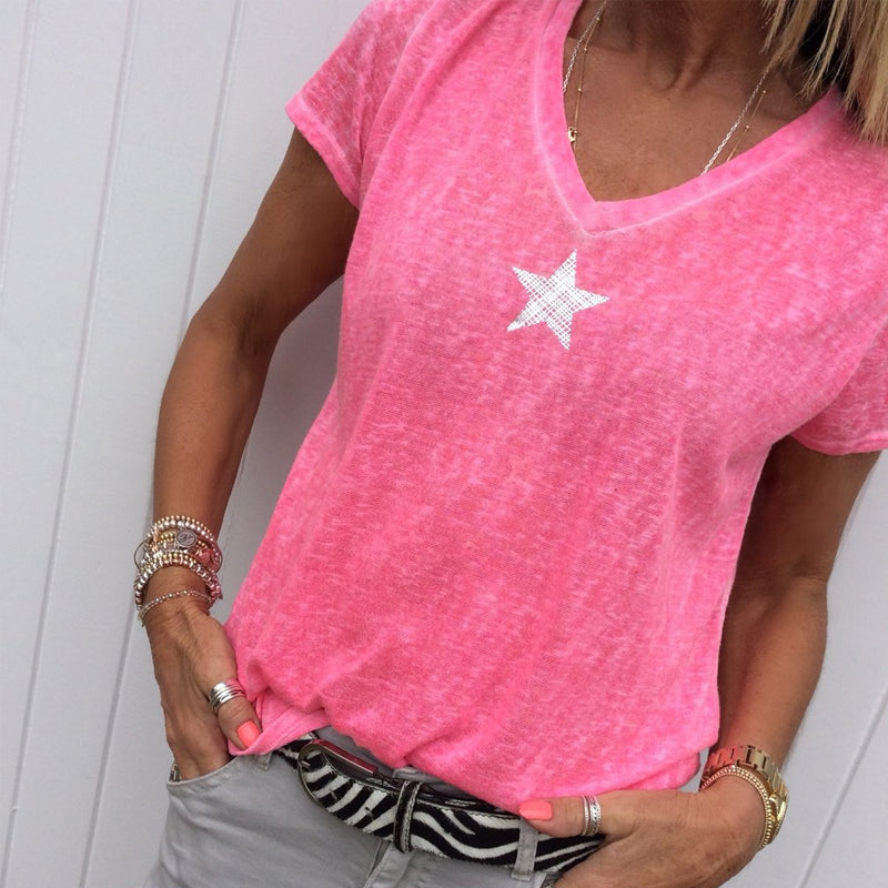 V-neck Pentagram T-shirt