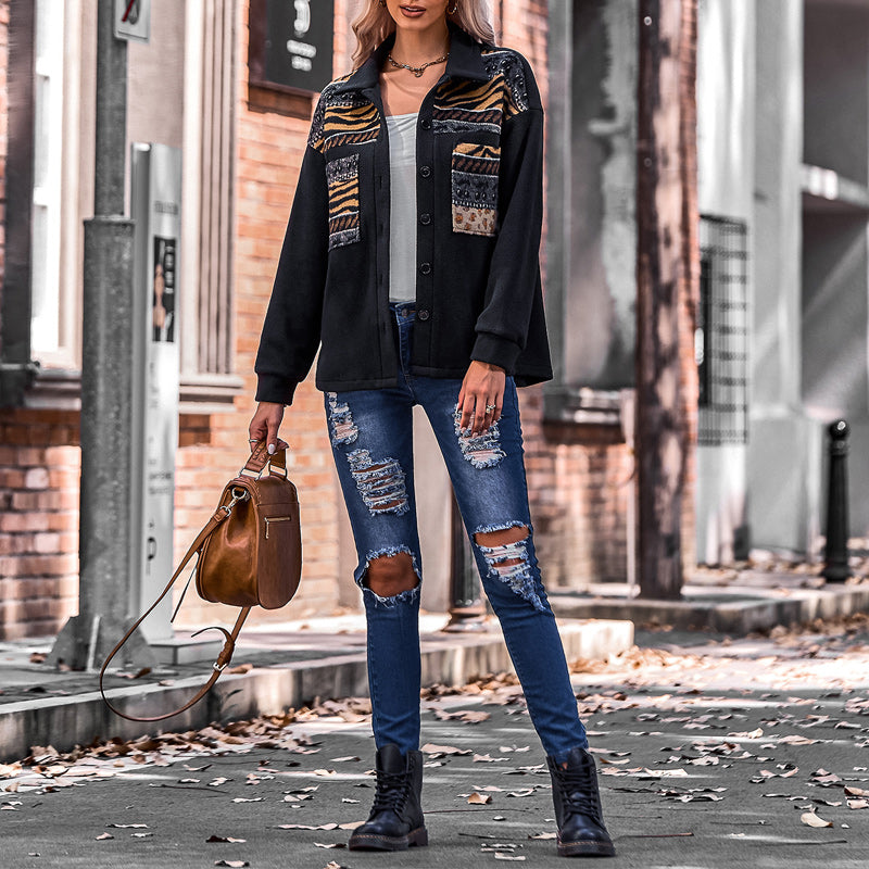 Paneled Contrast Loose Jacket