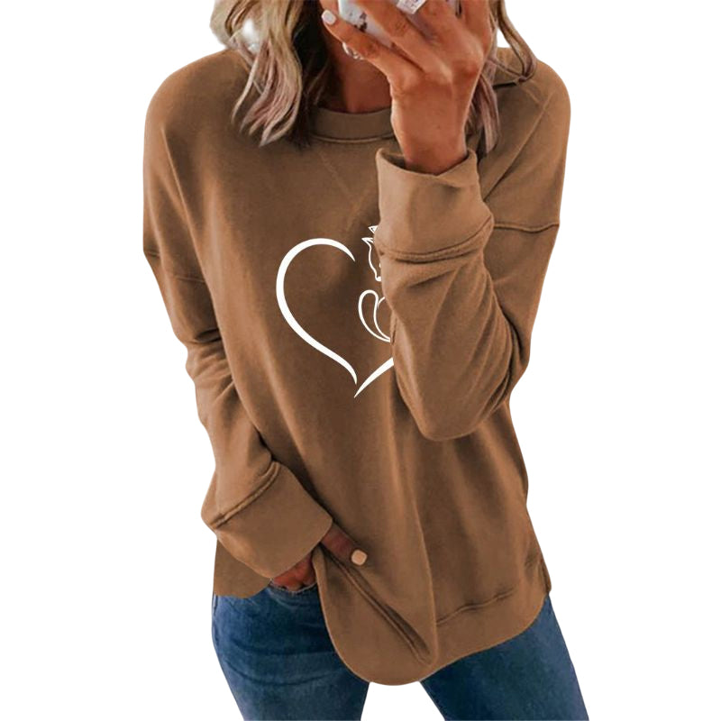 Heart Print Crewneck Sweatshirt