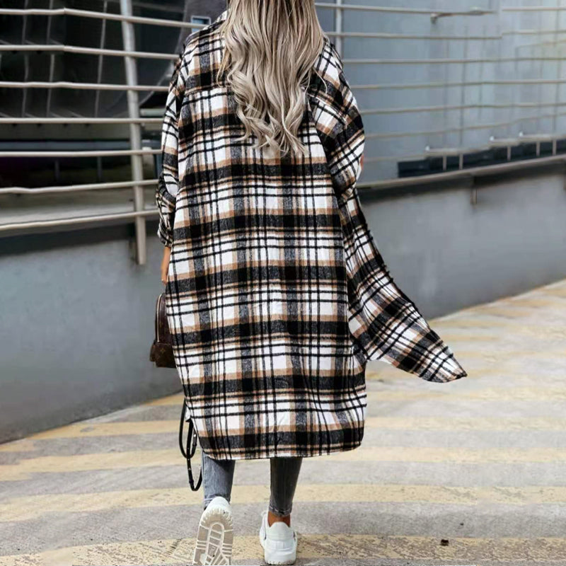 Women Plaid Lounge Shirt Coat