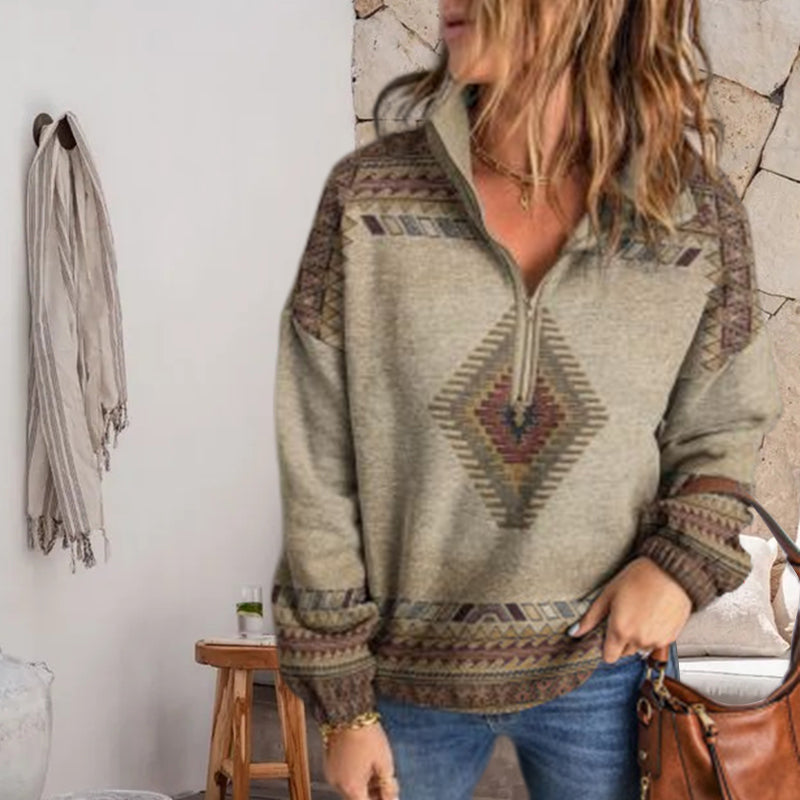 Ethnic Print Long Sleeve T-shirt