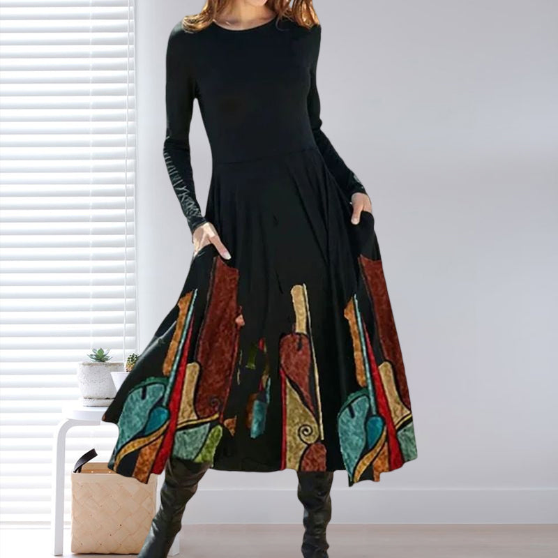 Long Sleeve Printed Dress