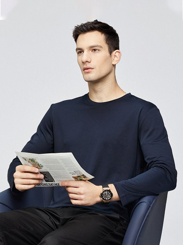 Men's Casual Comfortable Round Neck Long Sleeve T-Shirt