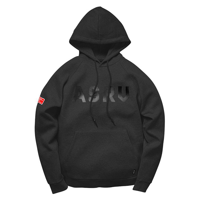 Lettered Print Long-sleeved Hooded Sweatshirt