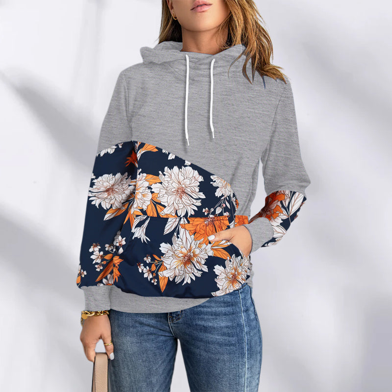 High Neck Fashion Hooded Long Sleeve Sweatshirt