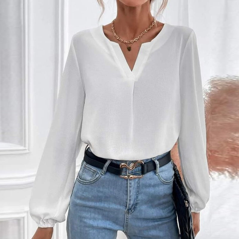 Solid Color Long Sleeve Chiffon Shirt