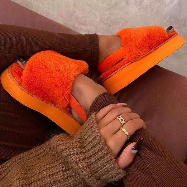Thick Bottom Fur Slippers