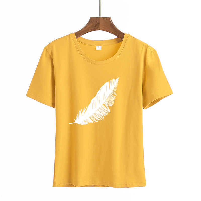 Feather Print Short Sleeve T-Shirt