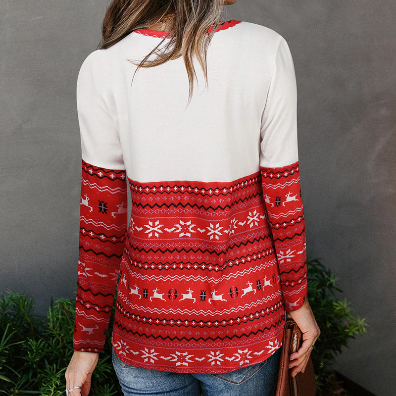 Christmas Print Bottoming Shirt