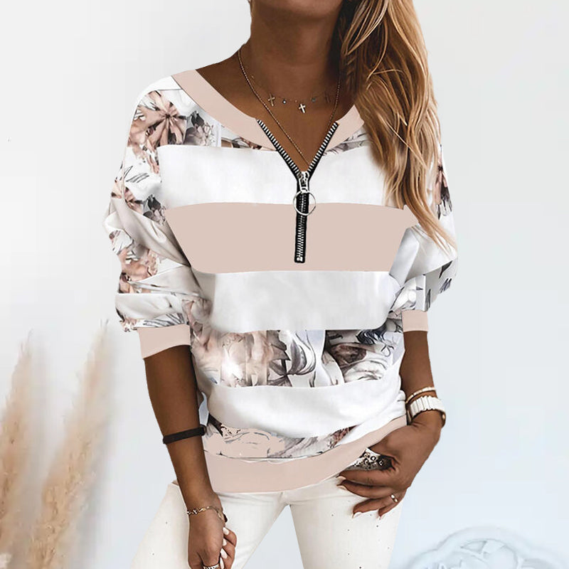 Printed V-Neck Pullover T-Shirt