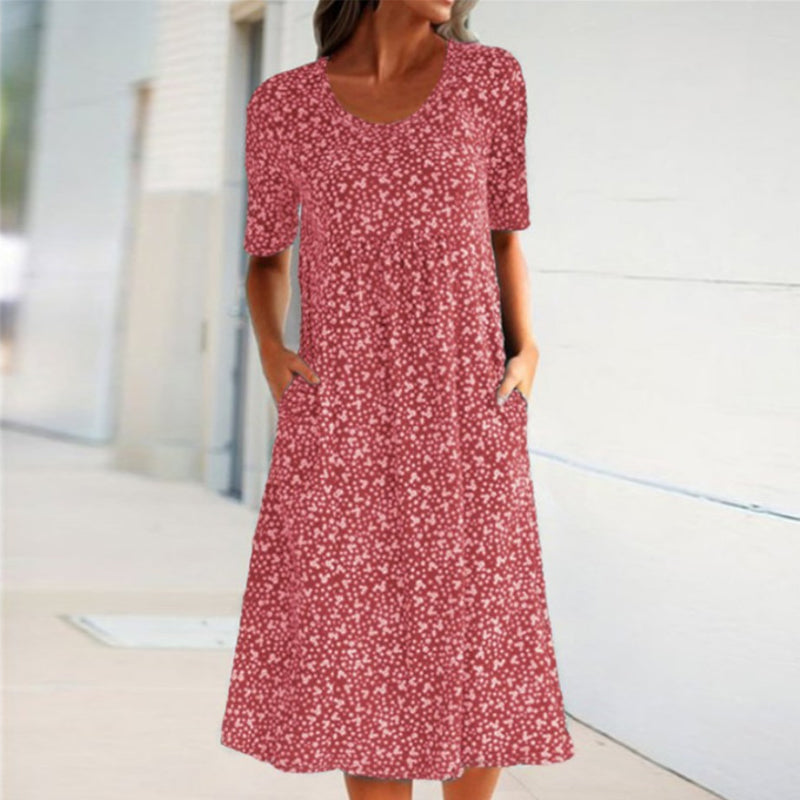 Round Neck Floral Beach Dress