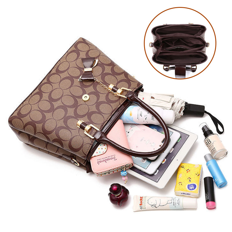 Printed Bow Leather Bag