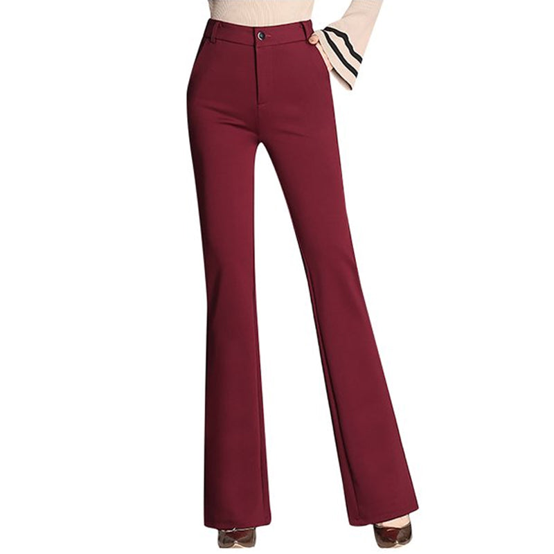 Straight High Waist Solid Flared Pants