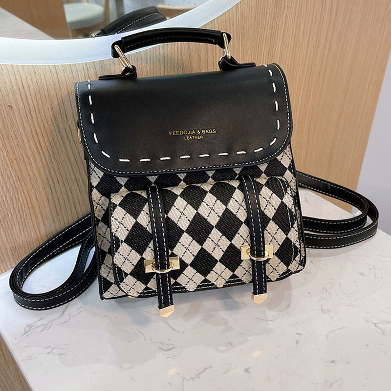 Checkered Pattern Square Backpack