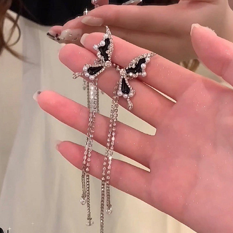 Elf Butterfly Diamond Tassel Earrings