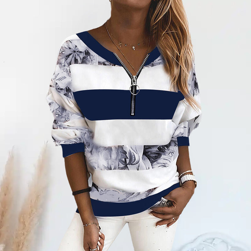 Printed V-Neck Pullover T-Shirt