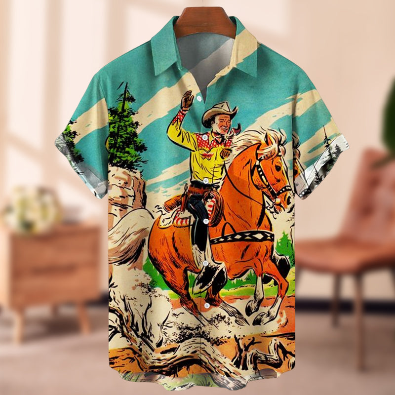Men's Retro Print Shirt