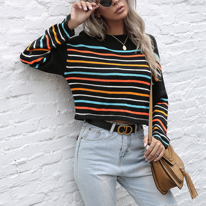 Multicolored Striped Knit Sweater