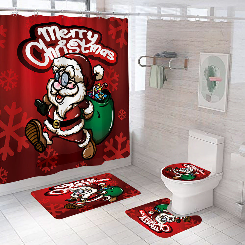 💖Christmas Shower Curtain Santa Claus Cartoon Version💖