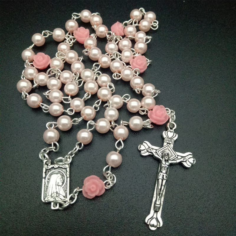 Cross Rosary Crucifix Necklace