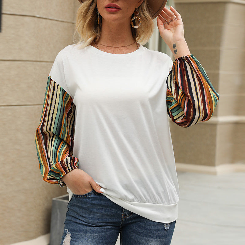 Colorful Striped Sleeve T-Shirt