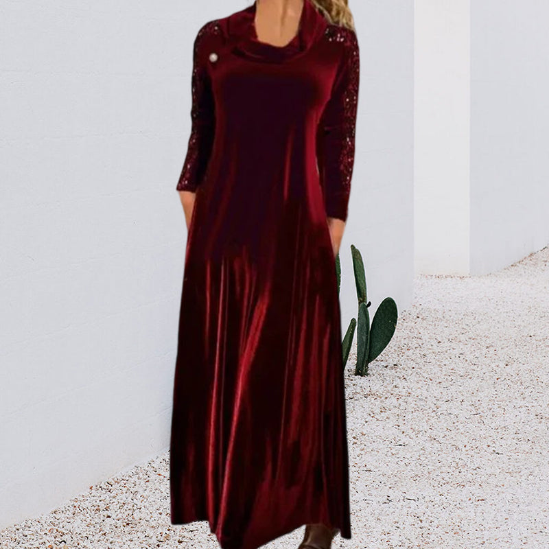 Long Sleeve Velvet Maxi Dress with Sequins